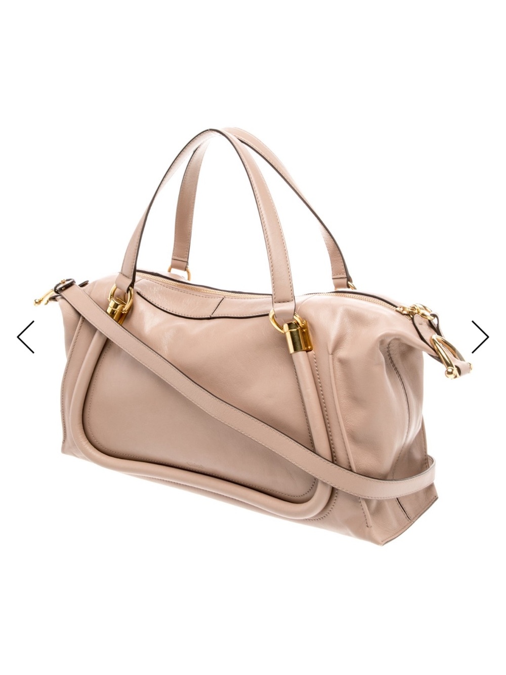 Chloe Blush Pink Leather Shoulder Bag with Gold Hardware